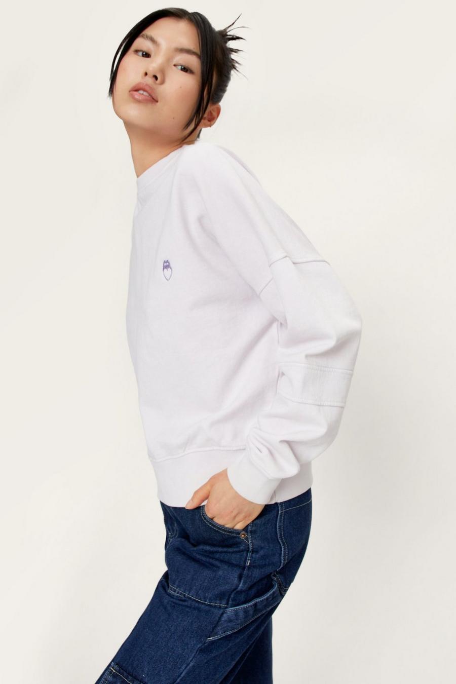 Embroidered Overdyed Cropped Crew Sweatshirt